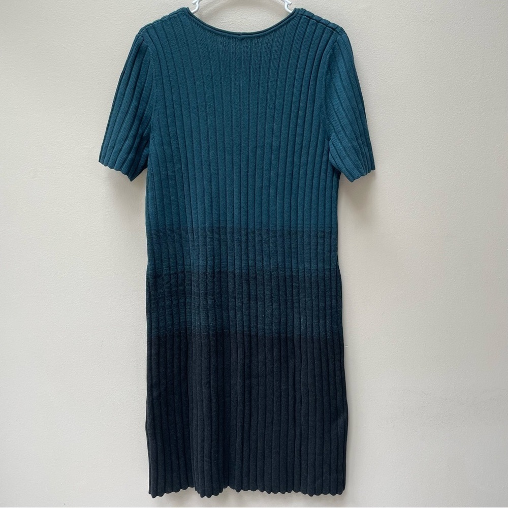 Peruvian Connection 100% Pima Cotton Black Blue Ombré Sweater Dress Size Large - Picture 2 of 5